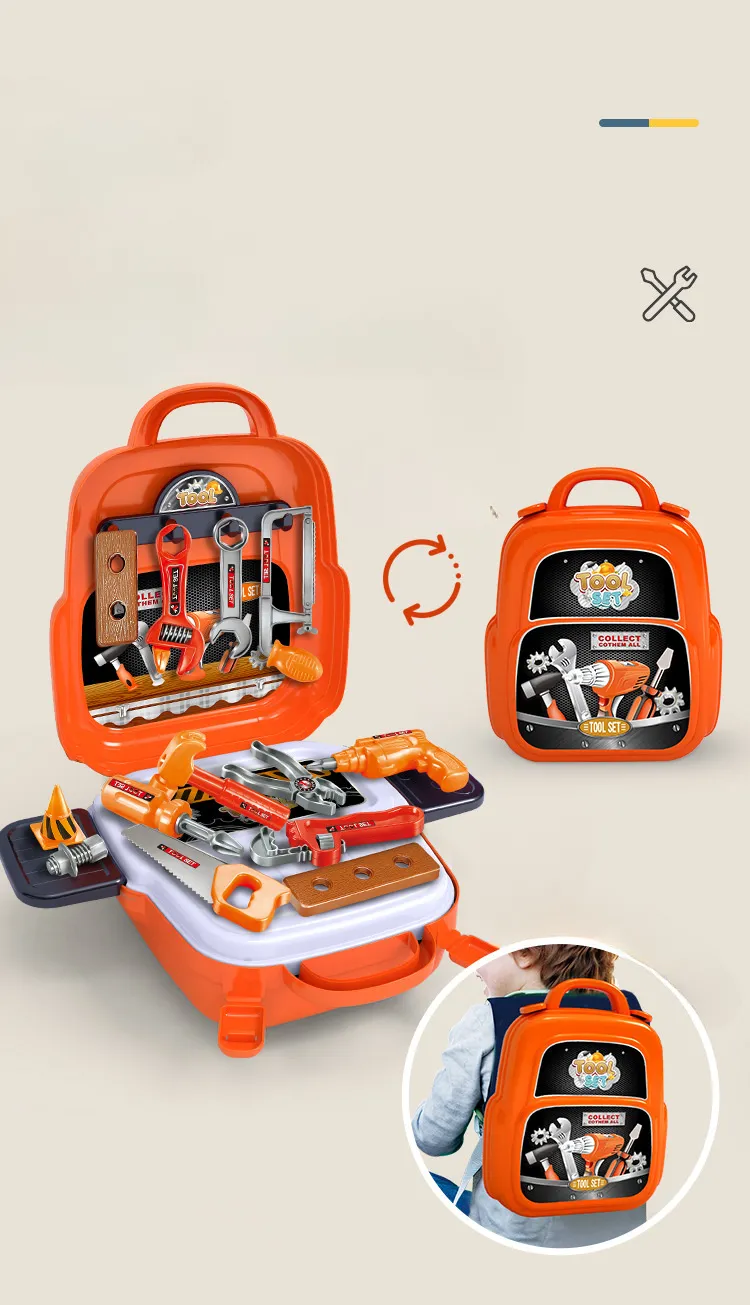 22 piece backpack toy gift disassembly and repair set, suitable for boys, simulating home repair tools, toy provident fund set