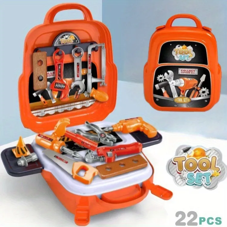 22 piece backpack toy gift disassembly and repair set, suitable for boys, simulating home repair tools, toy provident fund set