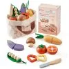 Wooden Pretend Food Set – Play Kitchen Cutting Toys for Kids