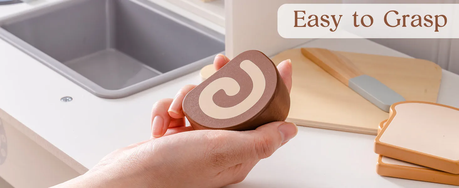 ROBUD Wooden Pretend Play Food Set Cutting Toy Food Play Kitchen Accessories Toy Food with Storage Bag Toys Gifts for Girls Boys