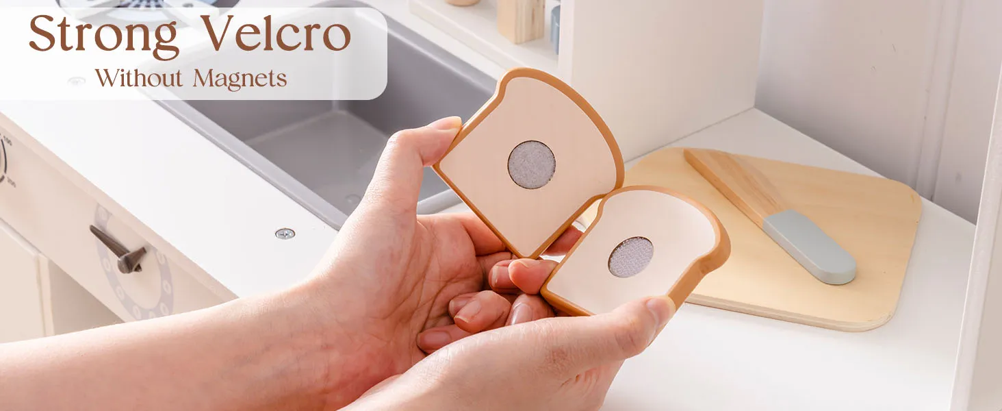 ROBUD Wooden Pretend Play Food Set Cutting Toy Food Play Kitchen Accessories Toy Food with Storage Bag Toys Gifts for Girls Boys