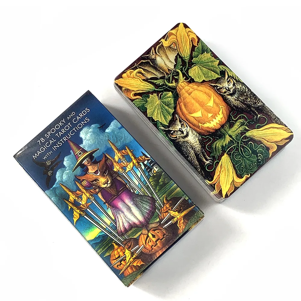 Halloween Tarot Cards Of Jack-O'-Lantern A 78 Deck English Visions Divination Edition Deck Borad Playing Games
