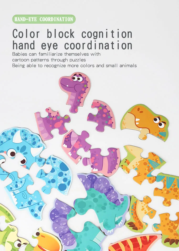 Wooden Jigsaw Puzzle Kids Toy Cartoon Animal Jigsaw Puzzles Game Early Educational Toys Gift Set for Children