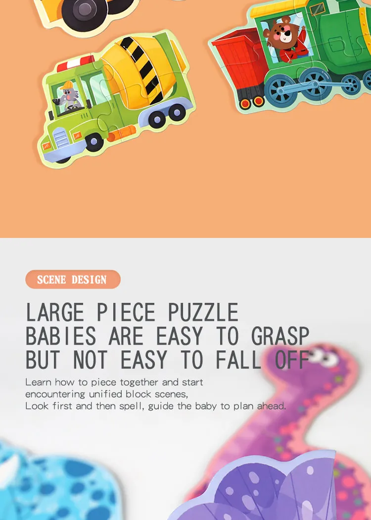 Wooden Jigsaw Puzzle Kids Toy Cartoon Animal Jigsaw Puzzles Game Early Educational Toys Gift Set for Children