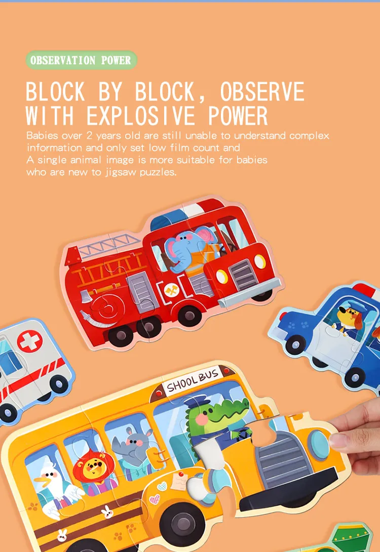 Wooden Jigsaw Puzzle Kids Toy Cartoon Animal Jigsaw Puzzles Game Early Educational Toys Gift Set for Children