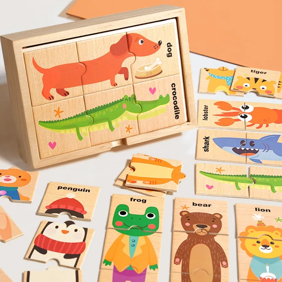 Cartoon Animal Matching Puzzle – Wooden Early Learning Toy