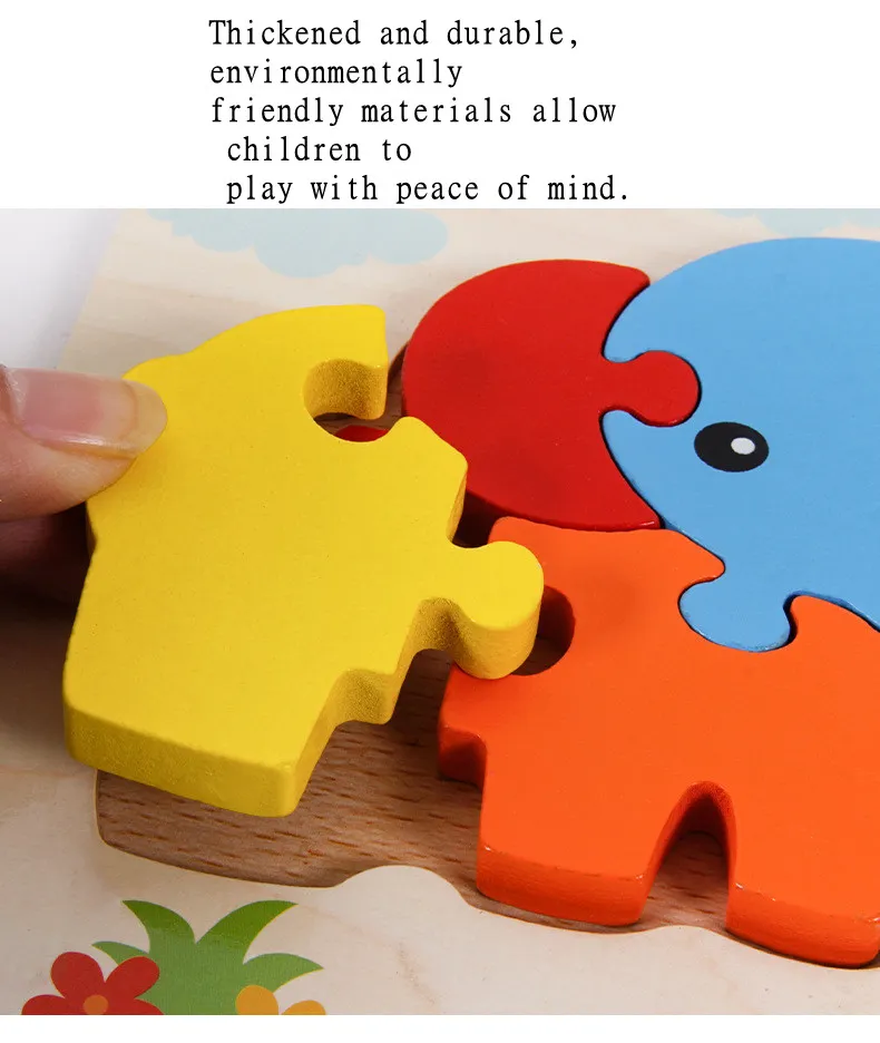 High Quality 3D Wooden Puzzle Baby Cartoon Animal Traffic Jigsaw  Early Learning Cognition Game Puzzle Toys for Children
