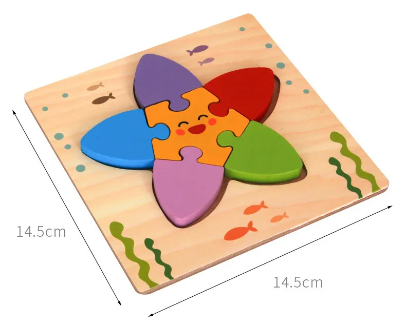 High Quality 3D Wooden Puzzle Baby Cartoon Animal Traffic Jigsaw  Early Learning Cognition Game Puzzle Toys for Children