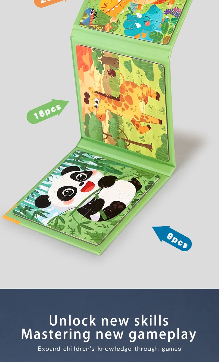 Magnetic Puzzles Games for Kids Busy Quiet Cartoon Animals Jigsaw Book Montessori Baby Educational Toys Children's Early Gifts