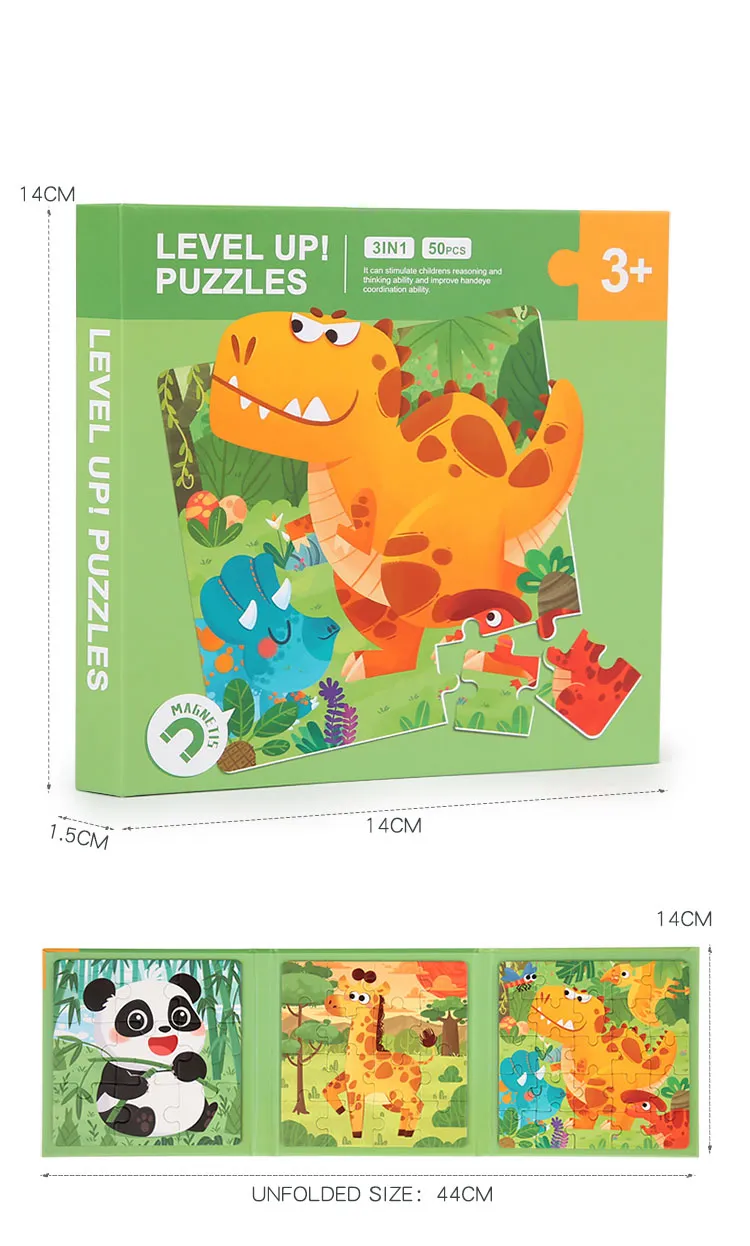 Magnetic Puzzles Games for Kids Busy Quiet Cartoon Animals Jigsaw Book Montessori Baby Educational Toys Children's Early Gifts