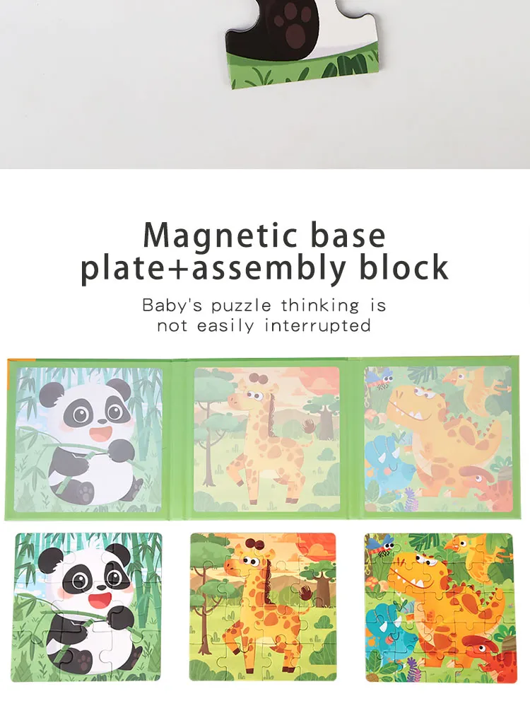 Magnetic Puzzles Games for Kids Busy Quiet Cartoon Animals Jigsaw Book Montessori Baby Educational Toys Children's Early Gifts