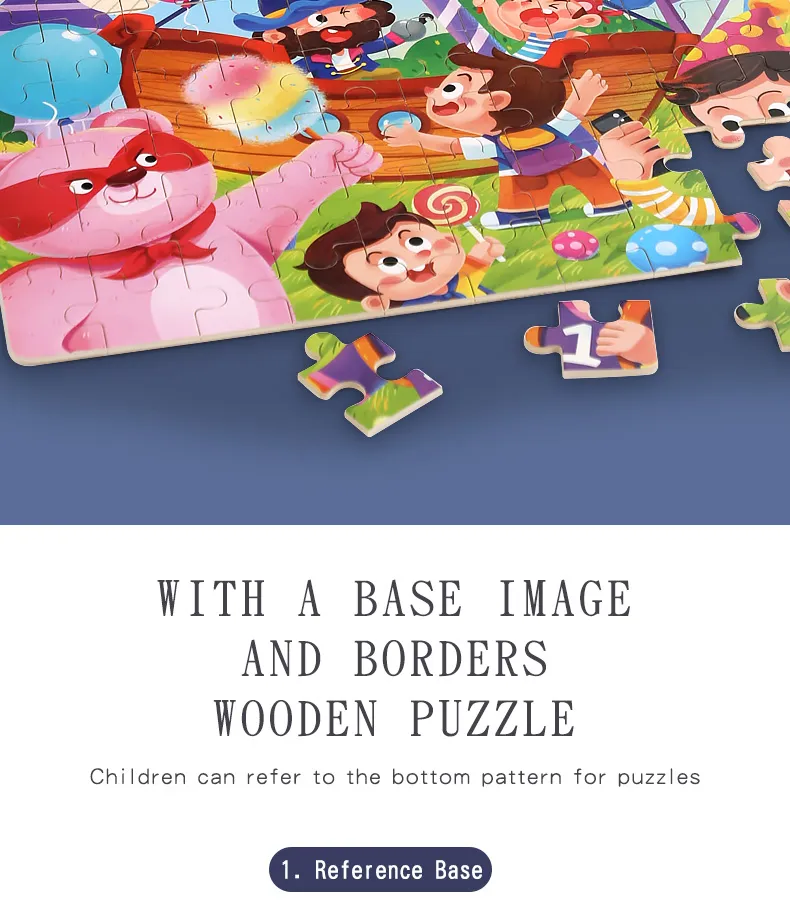 60PCS Wooden Jigsaw Color 3D Puzzle Cartoon Characters Animal Early Educational Learning Logical Thinking Focus Puzzle Toys Gift