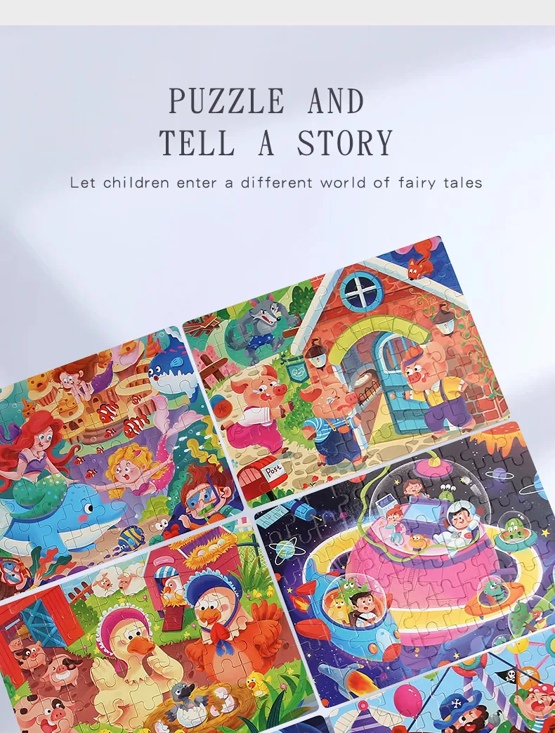 60PCS Wooden Jigsaw Color 3D Puzzle Cartoon Characters Animal Early Educational Learning Logical Thinking Focus Puzzle Toys Gift