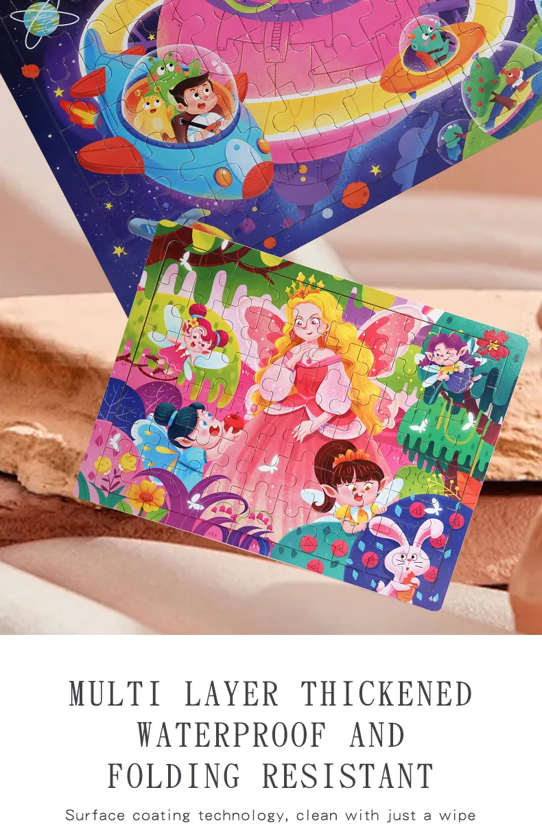 60PCS Wooden Jigsaw Color 3D Puzzle Cartoon Characters Animal Early Educational Learning Logical Thinking Focus Puzzle Toys Gift