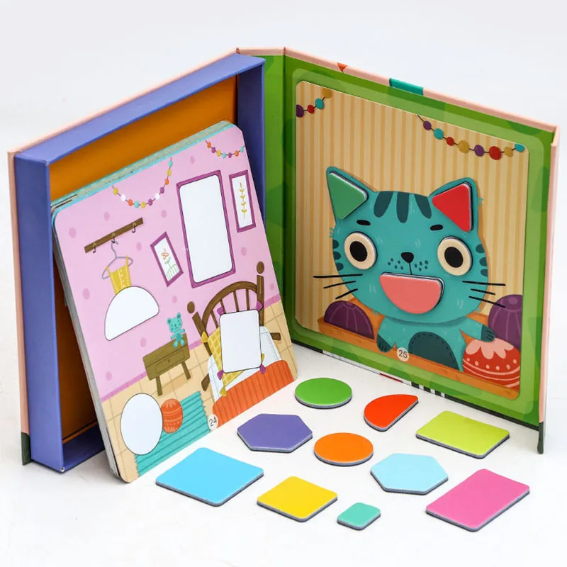 Magnetic Jigsaw Puzzle: Geometric Shape Matching Educational Toy