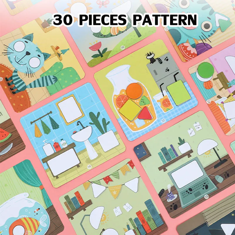 Magnets Jigsaw Puzzle Baby Toys Montessori Materials Geometric Shape Matching Educational Toys For Children Magnetic Tangram