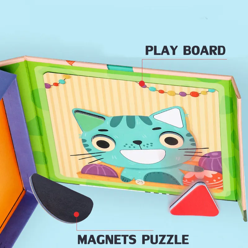 Magnets Jigsaw Puzzle Baby Toys Montessori Materials Geometric Shape Matching Educational Toys For Children Magnetic Tangram