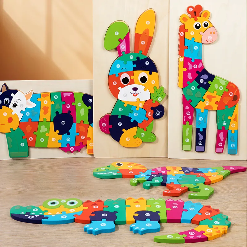 Animal 3D Wooden Puzzle – Early Learning Jigsaw Toys for Kids