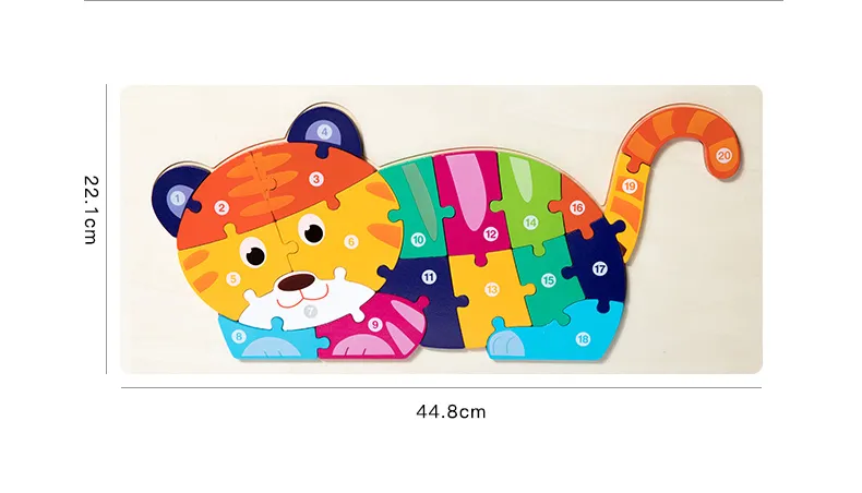 High Quality Large Animal 3D Wooden Puzzle Baby Cartoon Animal Jigsaw Early Learning Cognition Game Puzzle Toys for Children