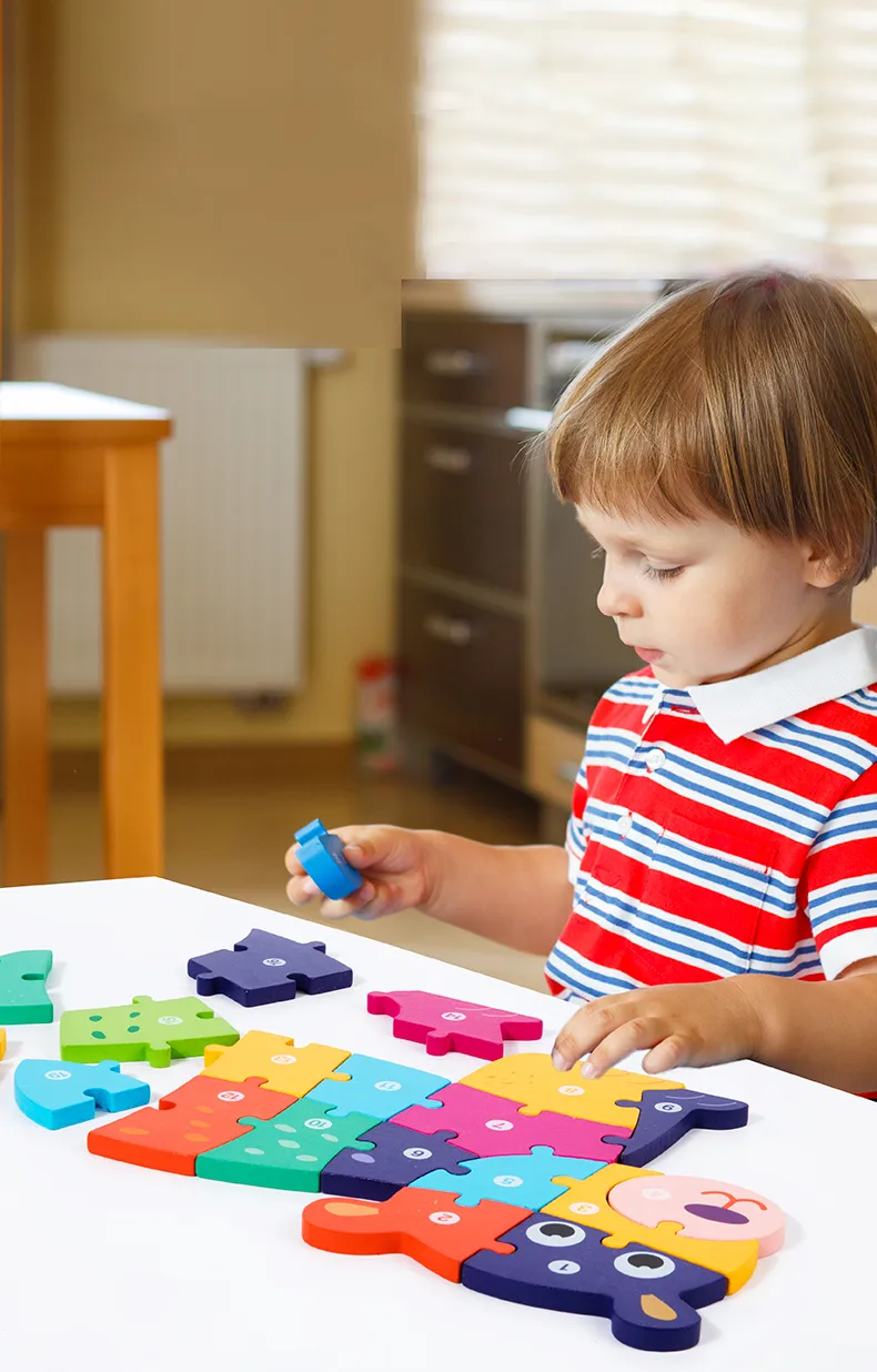 High Quality Large Animal 3D Wooden Puzzle Baby Cartoon Animal Jigsaw Early Learning Cognition Game Puzzle Toys for Children