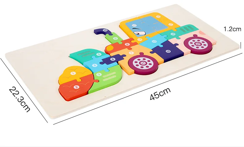3D Vehicle Wooden Puzzle Hand-eye Coordination Transportation Jigsaw Puzzle Ages 1-5 Children Toddlers Preschool Educational Toy