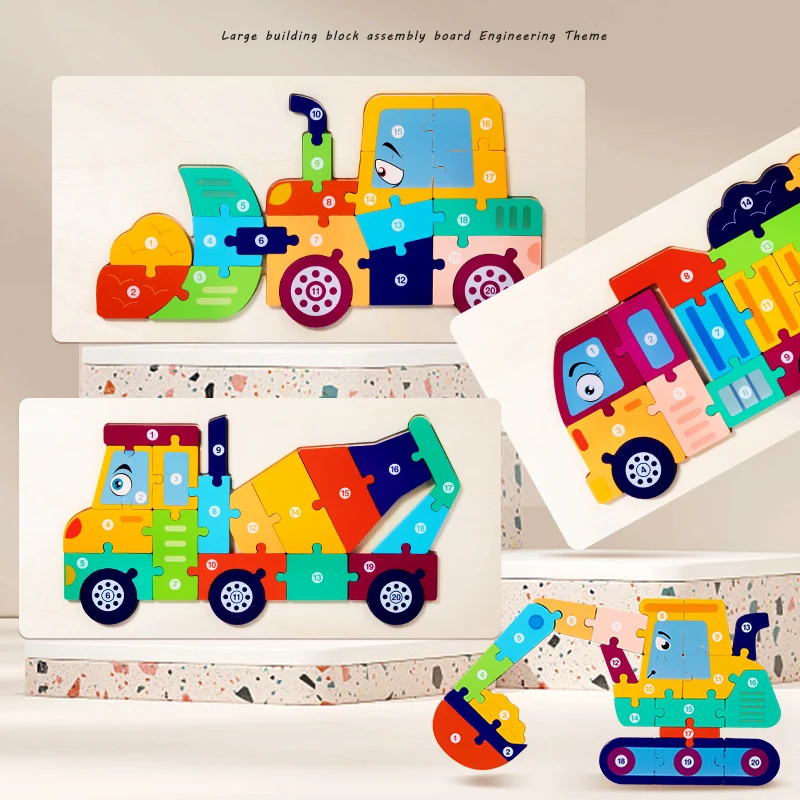3D Vehicle Wooden Puzzle – Hand-Eye Coordination Learning Toy