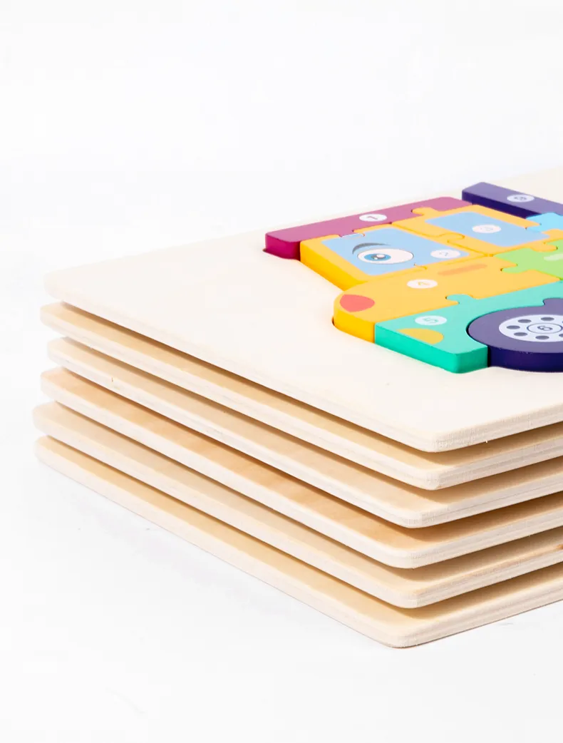 3D Vehicle Wooden Puzzle Hand-eye Coordination Transportation Jigsaw Puzzle Ages 1-5 Children Toddlers Preschool Educational Toy