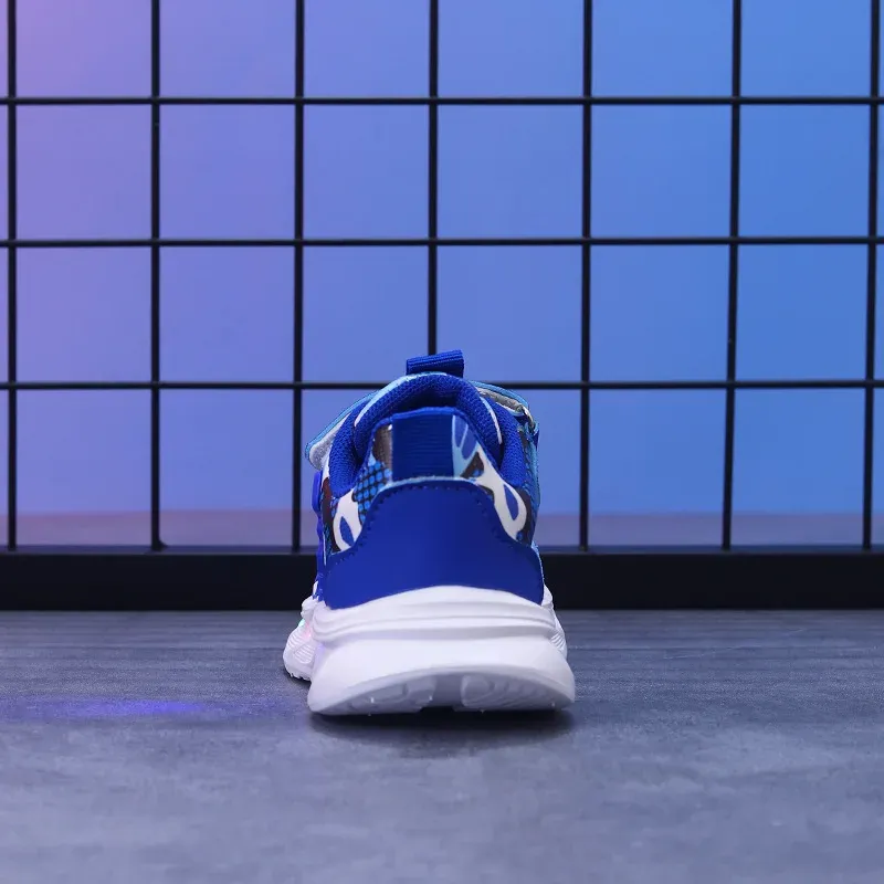 Spring New Children's Sports Shoes Cartoon Dinosaur Children's LED Light Shoes Soft Sole Boys' Causal Sneakers 2-6 Years Old