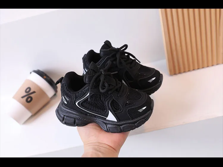 Kids Casual Sports Shoes with Thick Soles Boys Girls Fashion Versatile Sneakers 2024 New Children Mesh Breathable Running Shoes