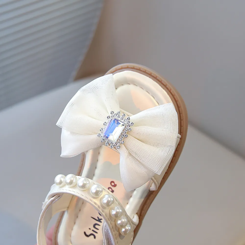 Summer Princess Sandals For Girls Luxury Diamond Pearl Girl's Sandals Trend Fashion Anti-slippery Girl's Beach Shoes Kids Sandal