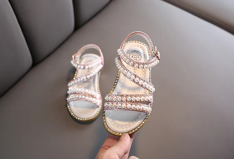 Girl Sandals Summer Fashion Kids Baby Girls Bling Rhinestone Princess Single Sandals For Little Big Girl's Shoes