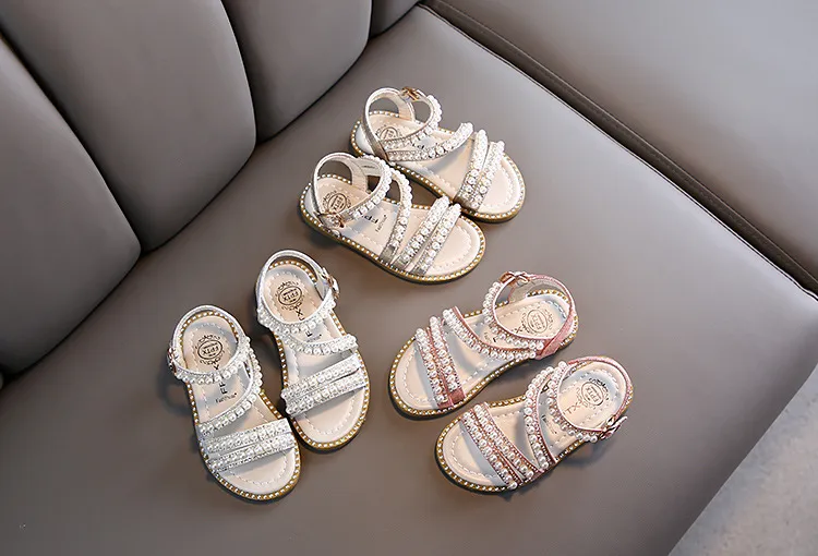Girl Sandals Summer Fashion Kids Baby Girls Bling Rhinestone Princess Single Sandals For Little Big Girl's Shoes