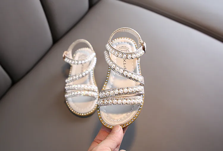 Girl Sandals Summer Fashion Kids Baby Girls Bling Rhinestone Princess Single Sandals For Little Big Girl's Shoes