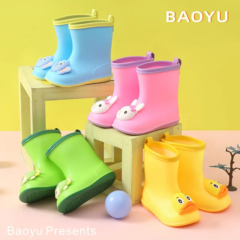 Rain Boots Kids Boy Waterproof Light and Handy Toddler Water Shoes for Girls PVC Rubber Waterproof Kids Cartoon Rain Boots