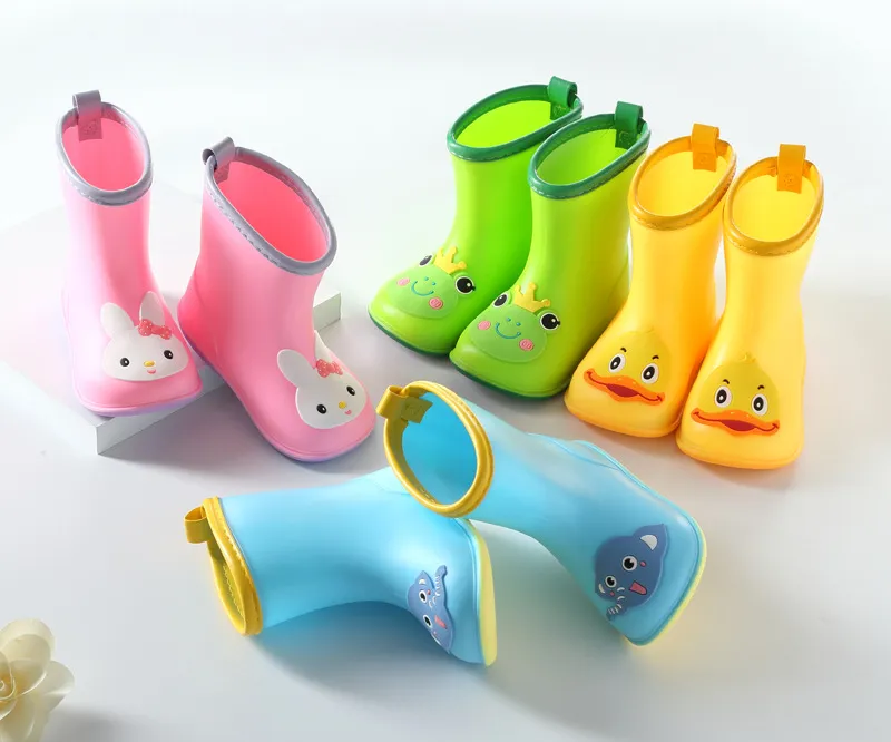 Rain Boots Kids Boy Waterproof Light and Handy Toddler Water Shoes for Girls PVC Rubber Waterproof Kids Cartoon Rain Boots