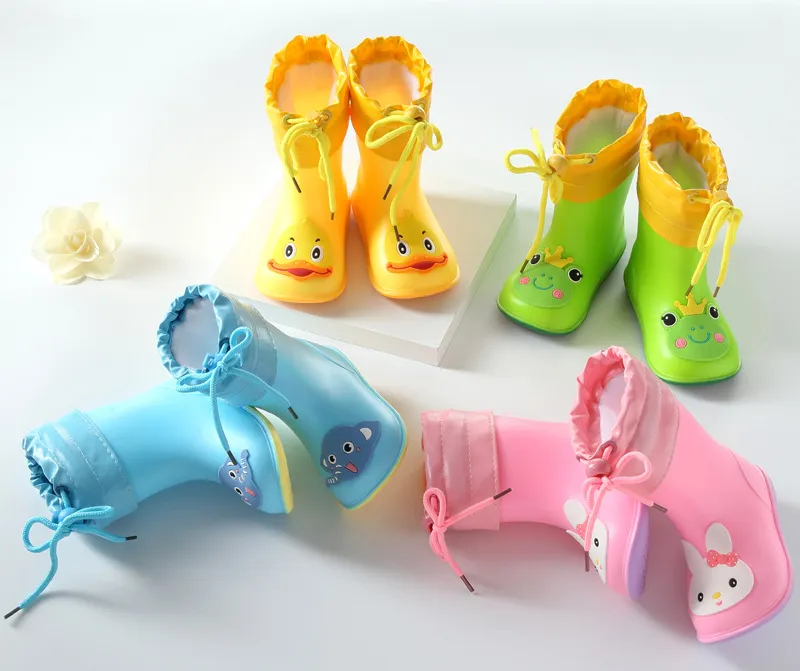 Rain Boots Kids Boy Waterproof Light and Handy Toddler Water Shoes for Girls PVC Rubber Waterproof Kids Cartoon Rain Boots