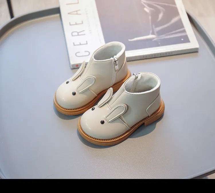 Cartoon Rabbit Baby Ankle Boots for Girls England Style Children Cute Bunny Winter Short Boots Low Heel Kids Girl Shoes G11073
