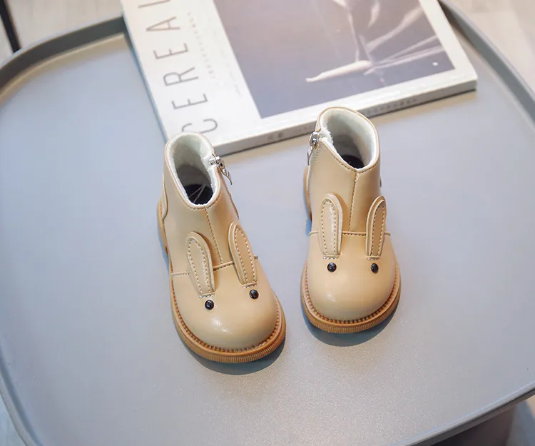 Cartoon Rabbit Baby Ankle Boots for Girls England Style Children Cute Bunny Winter Short Boots Low Heel Kids Girl Shoes G11073