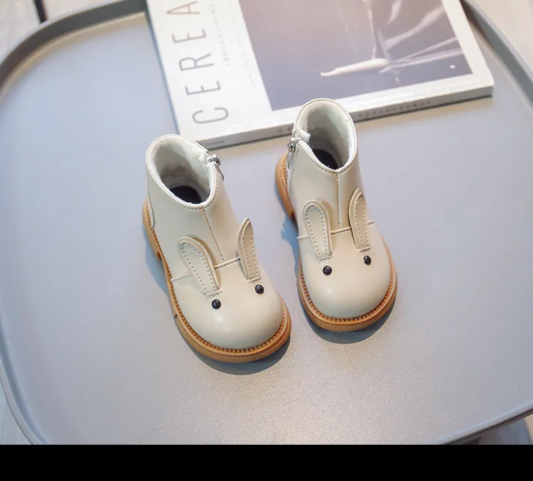 Cartoon Rabbit Baby Ankle Boots for Girls England Style Children Cute Bunny Winter Short Boots Low Heel Kids Girl Shoes G11073