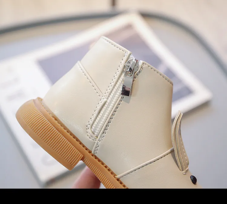 Cartoon Rabbit Baby Ankle Boots for Girls England Style Children Cute Bunny Winter Short Boots Low Heel Kids Girl Shoes G11073