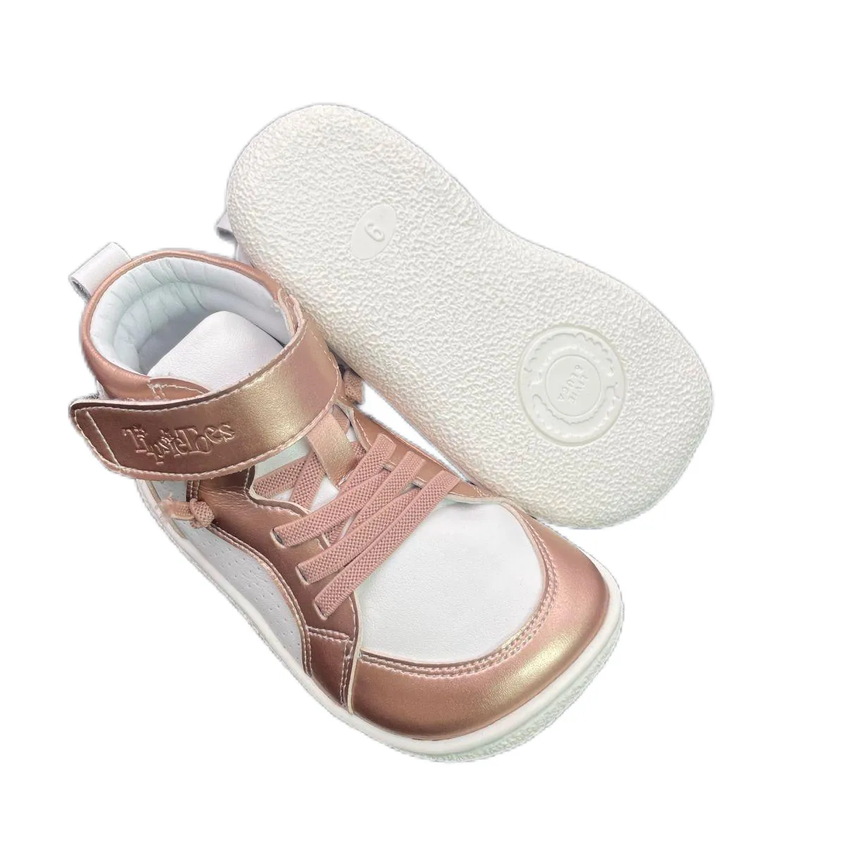 Tipsietoes Spring Autumn Genuine Leather Boots For Girls Boys Kid Barefoot Sneaker Leather Linning Light Weight Elastic Strape