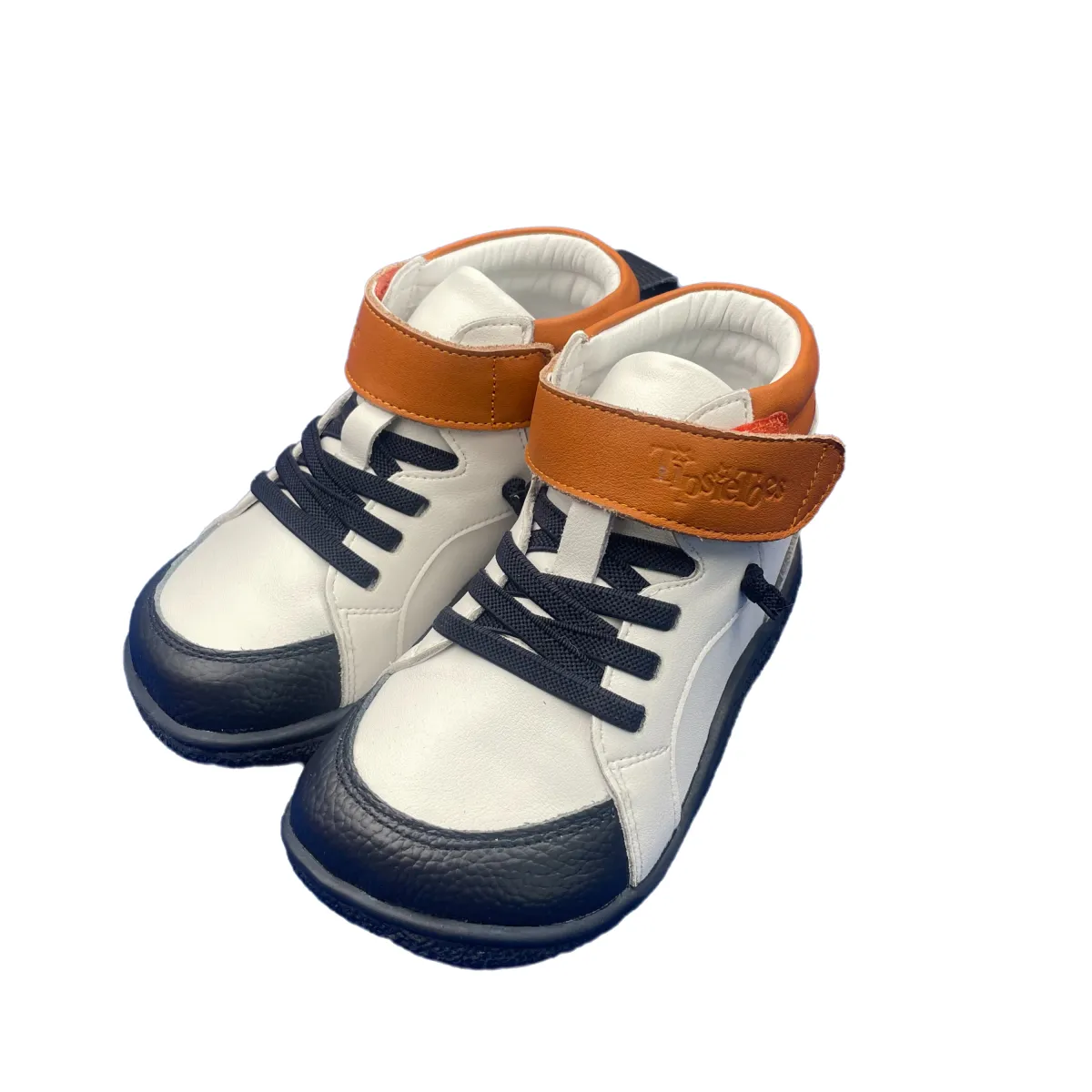 Tipsietoes Spring Autumn Genuine Leather Boots For Girls Boys Kid Barefoot Sneaker Leather Linning Light Weight Elastic Strape