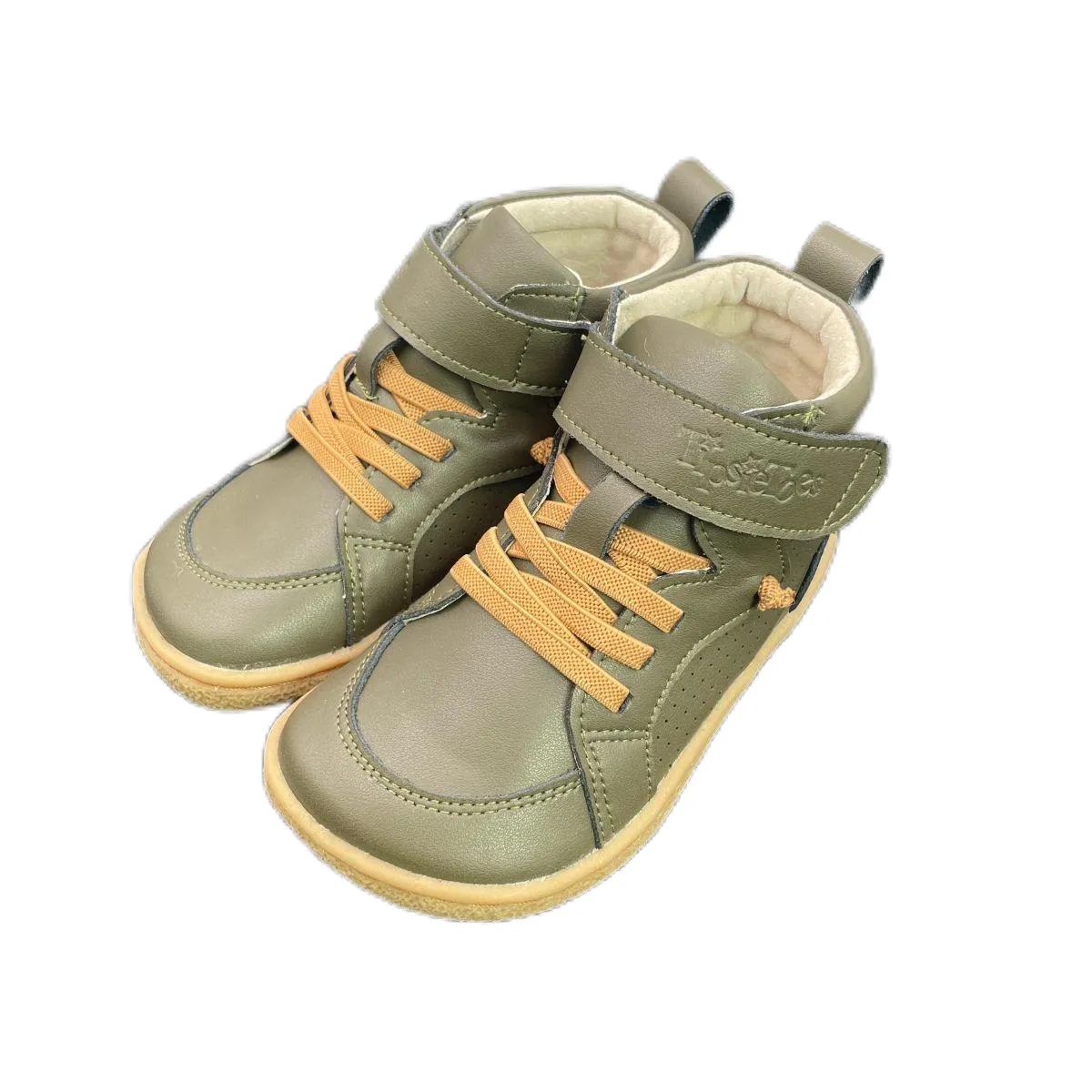 Tipsietoes Spring Autumn Genuine Leather Boots For Girls Boys Kid Barefoot Sneaker Leather Linning Light Weight Elastic Strape
