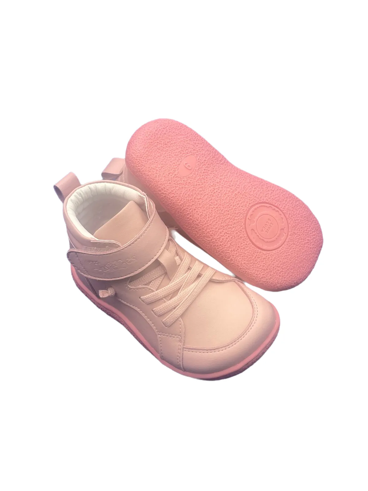 Tipsietoes Spring Autumn Genuine Leather Boots For Girls Boys Kid Barefoot Sneaker Leather Linning Light Weight Elastic Strape