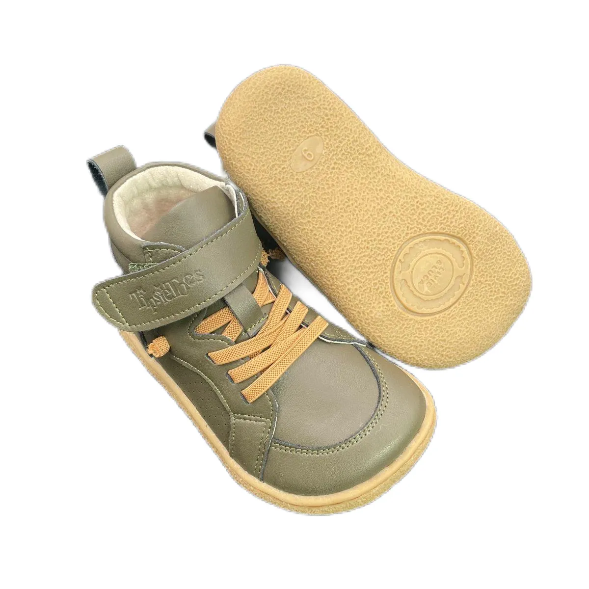 Tipsietoes Spring Autumn Genuine Leather Boots For Girls Boys Kid Barefoot Sneaker Leather Linning Light Weight Elastic Strape