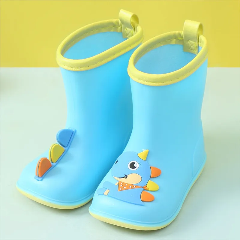 Rainy Children Cartoon Dinosaur Water Shoes Kids Baby Boys Girls Rubber Oversshoes Waterproof Non-slip Kids Rain Boots F06244