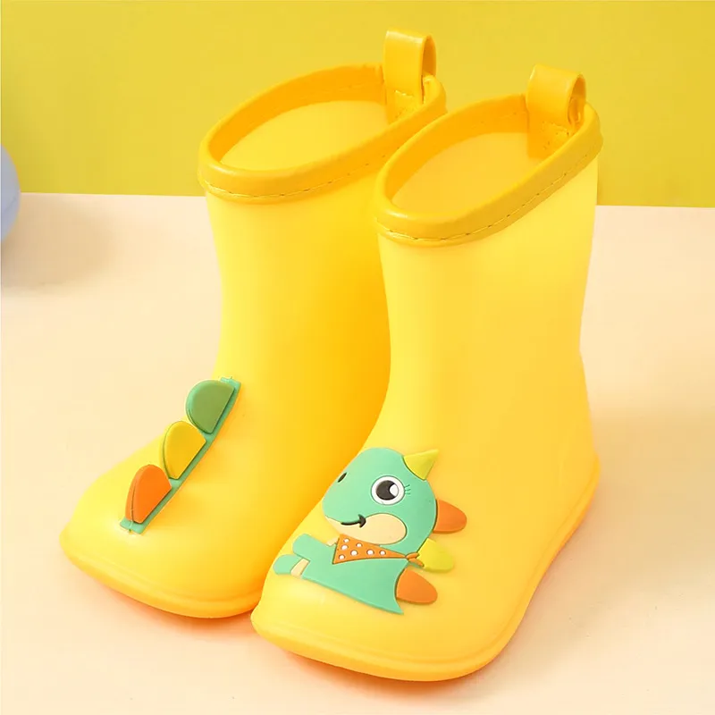 Rainy Children Cartoon Dinosaur Water Shoes Kids Baby Boys Girls Rubber Oversshoes Waterproof Non-slip Kids Rain Boots F06244