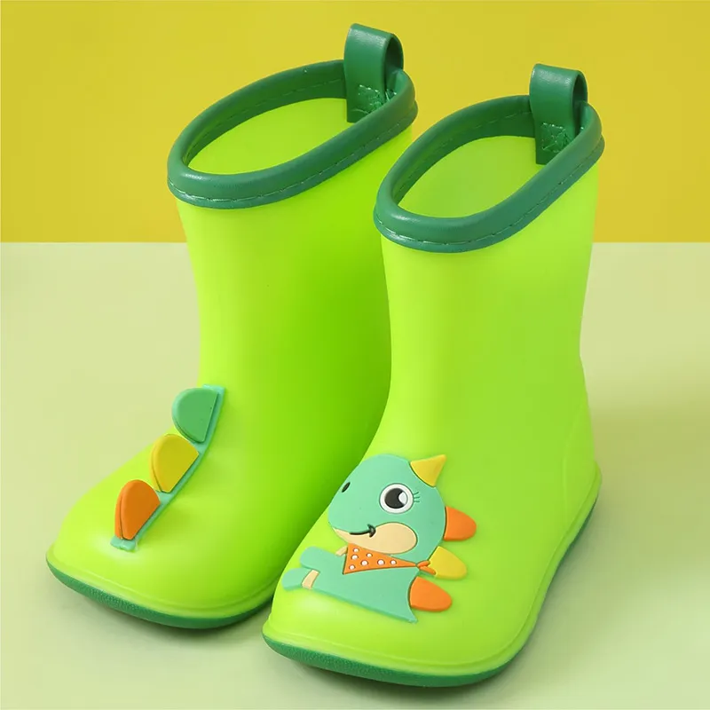 Rainy Children Cartoon Dinosaur Water Shoes Kids Baby Boys Girls Rubber Oversshoes Waterproof Non-slip Kids Rain Boots F06244
