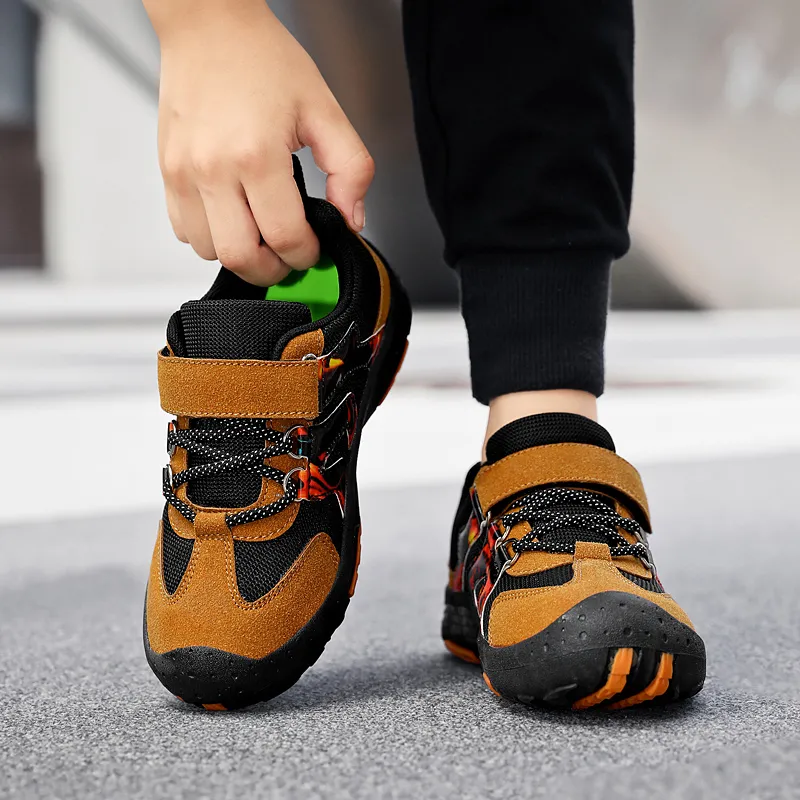New Kids Sneakers Fashion Low Cut Anti Slip Wear Resistant Child Hiking Shoes Color Blocked High End Tourism Off Road Run Shoes