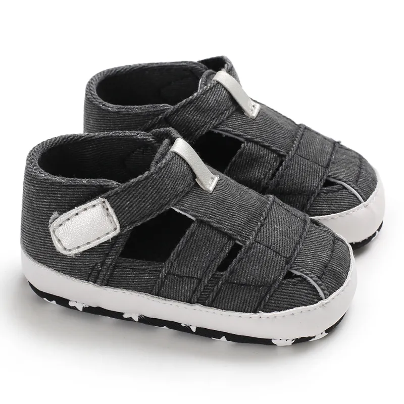 Newborn Boys And Girls Baby Shoes Fashion Canvas Soft Soles First Walking Shoes Breathable Sandals Popular Summer Beach Shoes